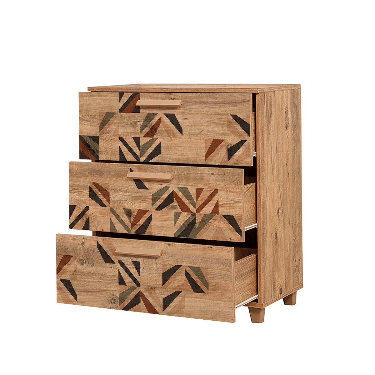 Comoda Leva Gravis Flow Dresser 5, Stejar, 95x43x80 cm