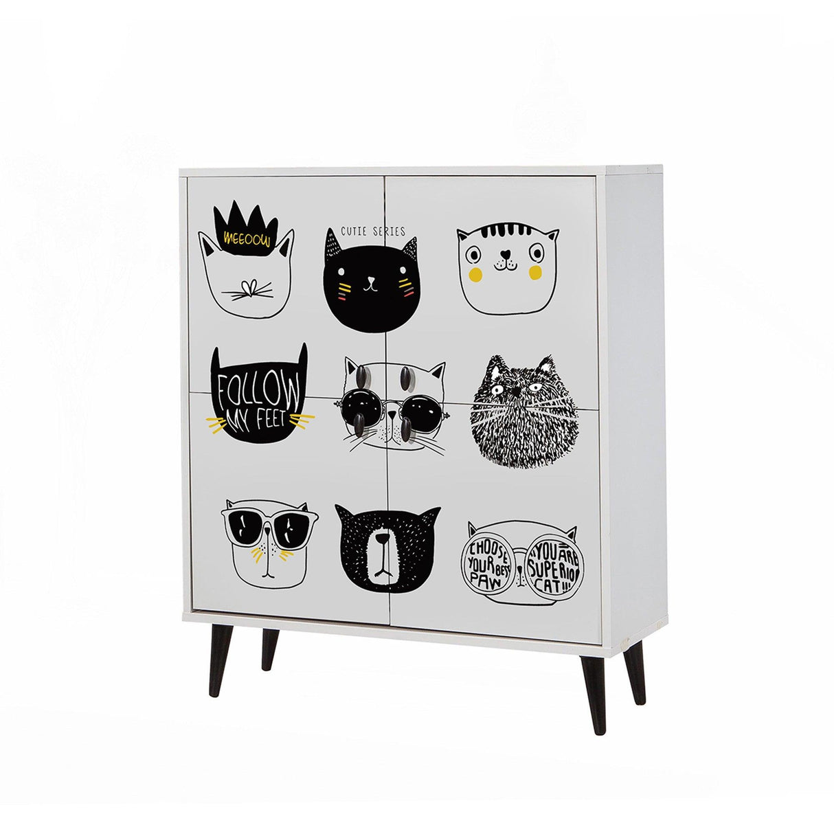 Comoda Multilux Cats, Alb, 36x111x95 cm