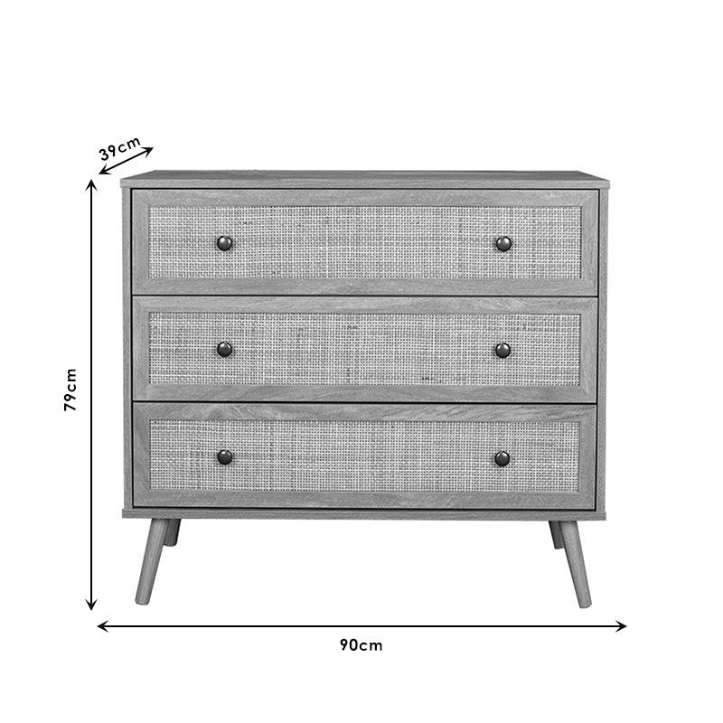 Comoda Oslo cu 3 sertare, Sonoma, 90x39x79 cm, foto produs 9