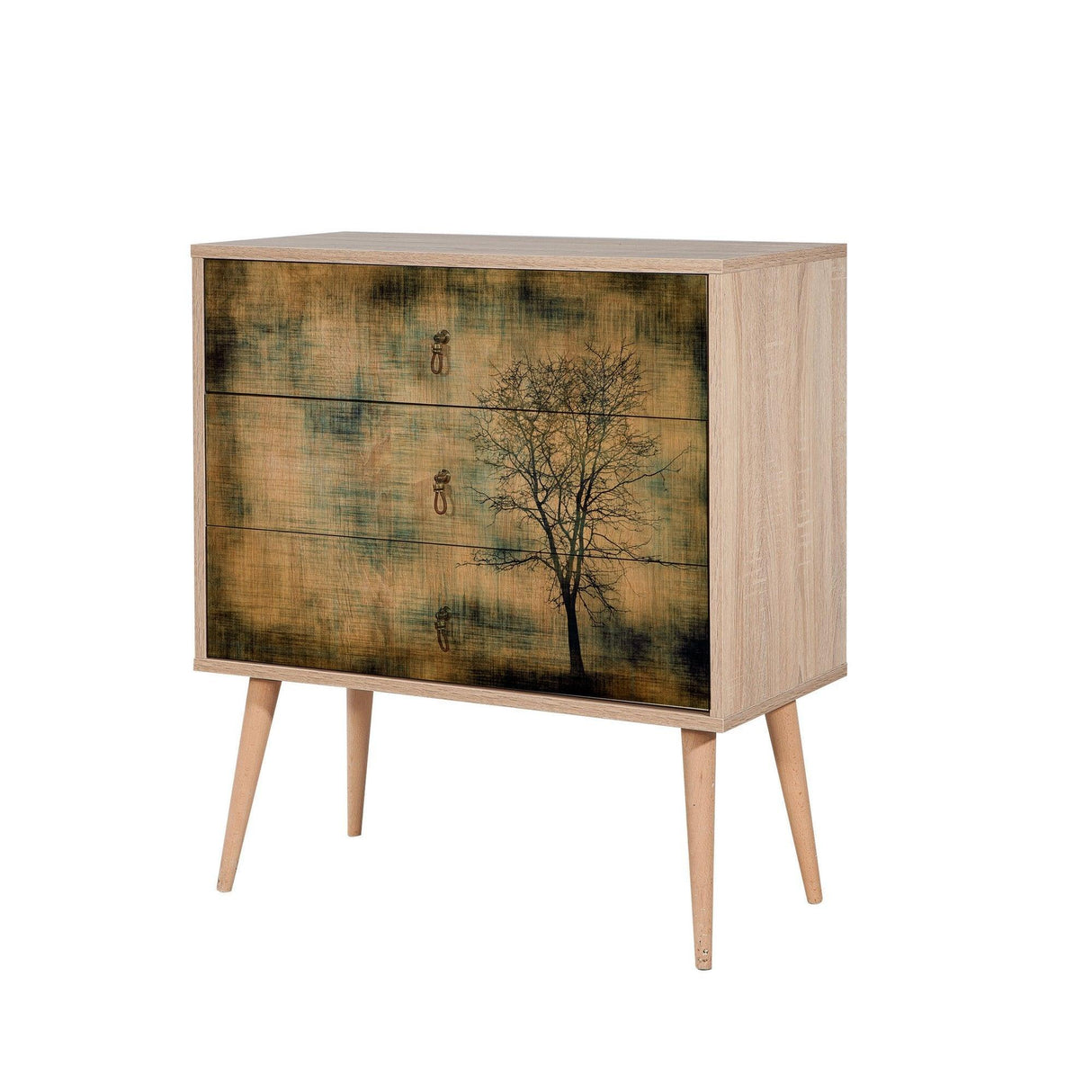 Comoda Trio Dresser 16, Stejar Sonoma, 90x40x80 cm