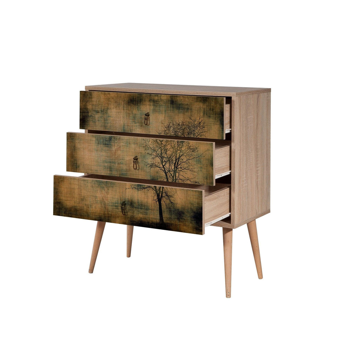 Comoda Trio Dresser 16, Stejar Sonoma, 90x40x80 cm
