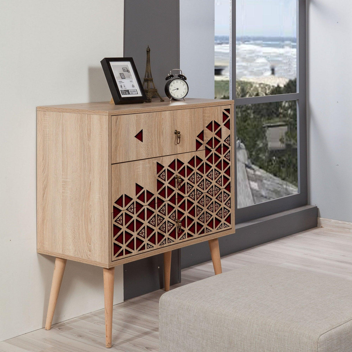 Comoda Trio Dresser 3, Sonoma, 90x40x80 cm