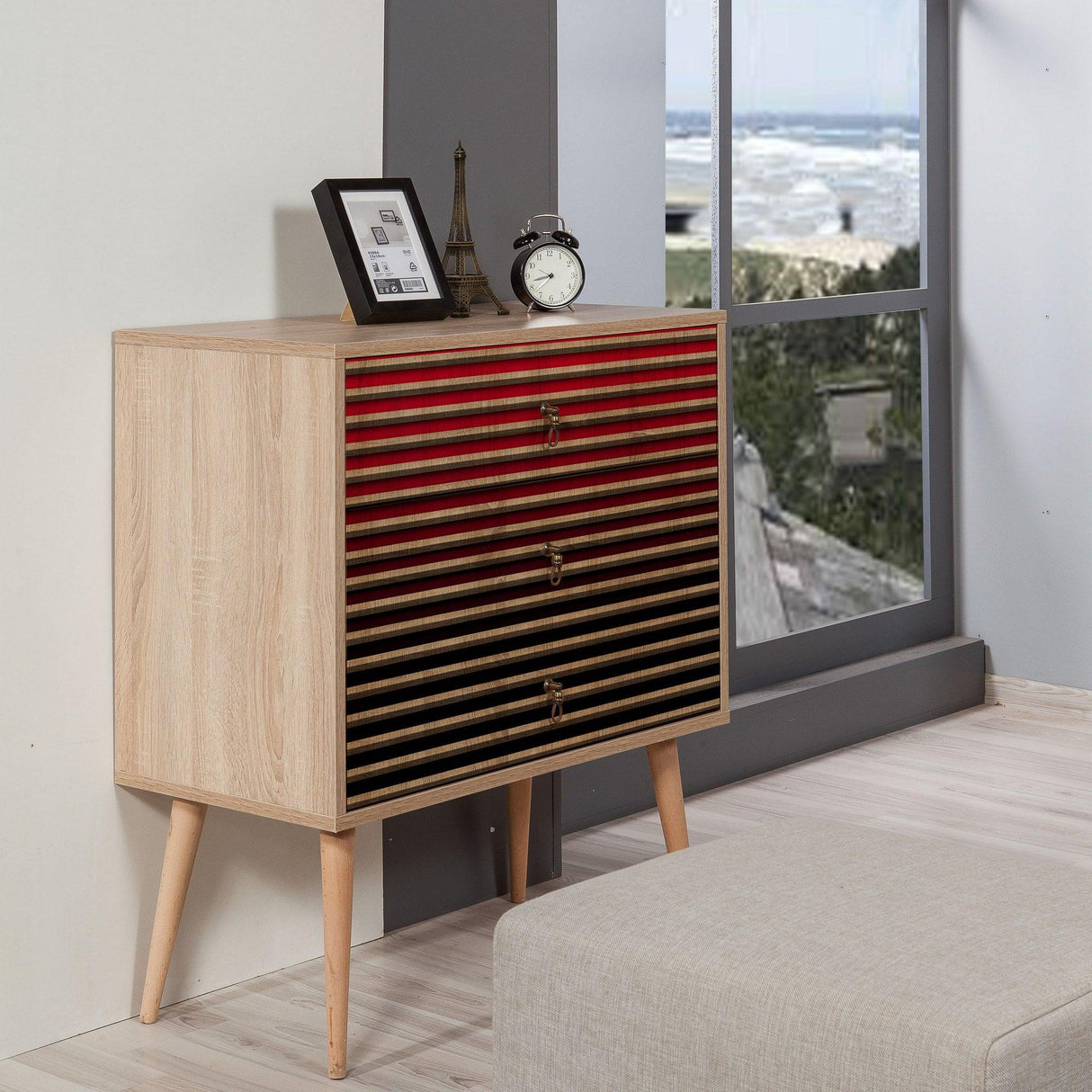 Comoda Trio Dresser 6, Sonoma, 90x40x80 cm