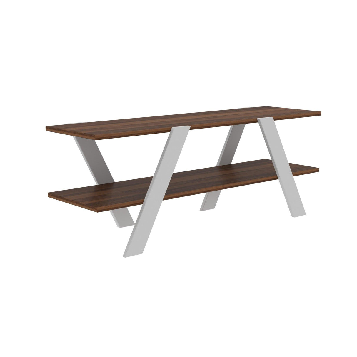 Comoda Tv April, Gri - Alb - Antracit - Nuc, 120x45x33 cm - Nuc Alb