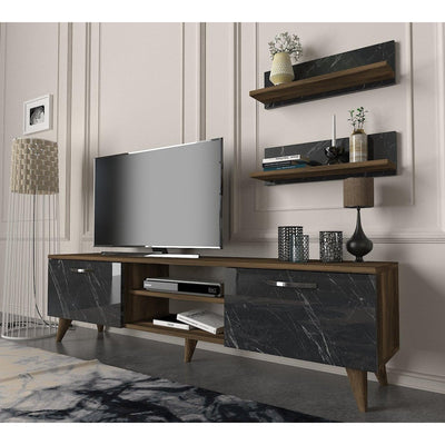 Comoda Tv Ayden - Marble, Nuc, 150x40x30 cm