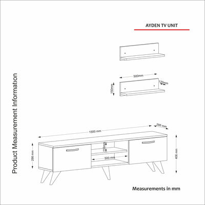 COMODA TV Ayden - Marble, Nuc, 150x40x30 cm