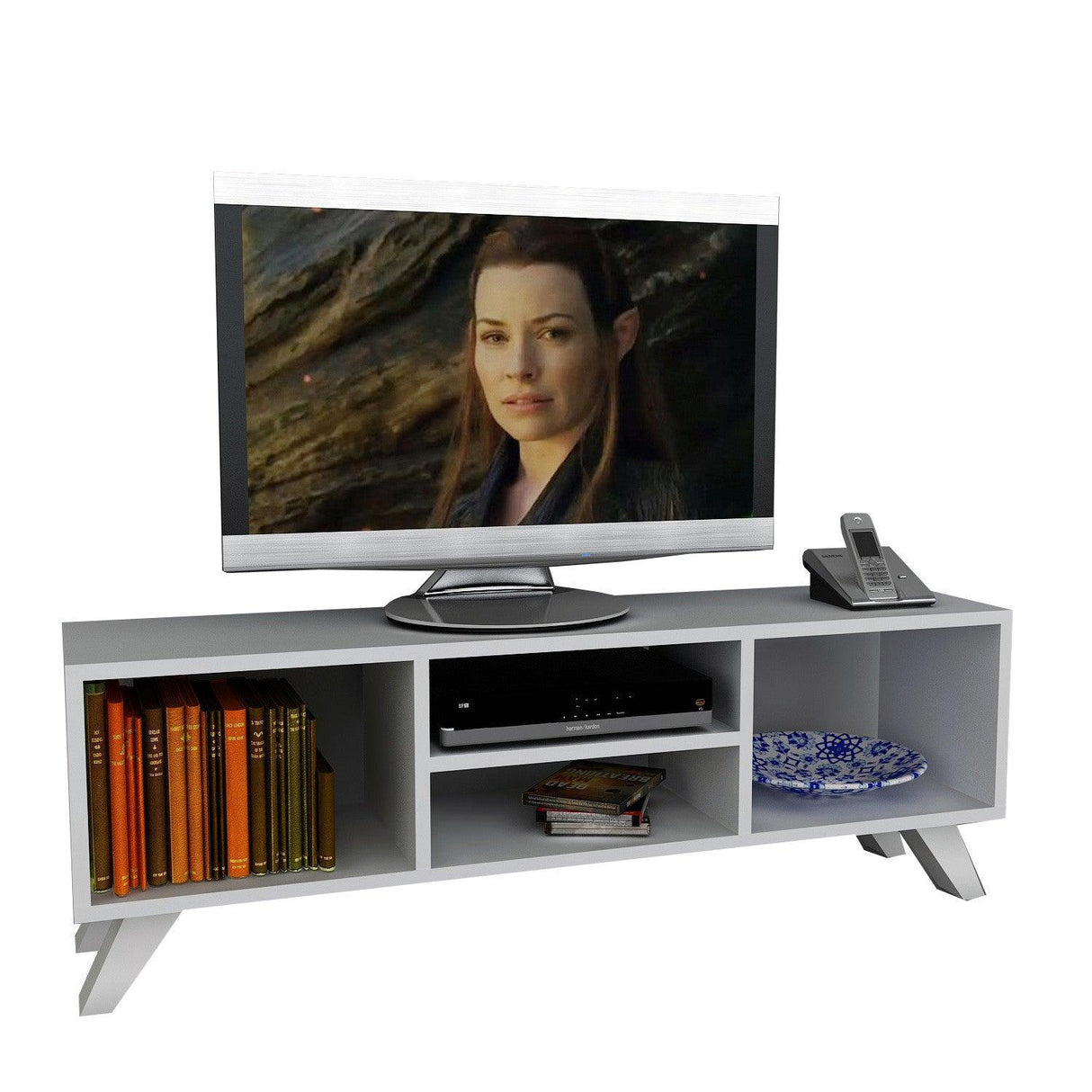 COMODA TV Blo, Alb, 125x41x29,5 cm