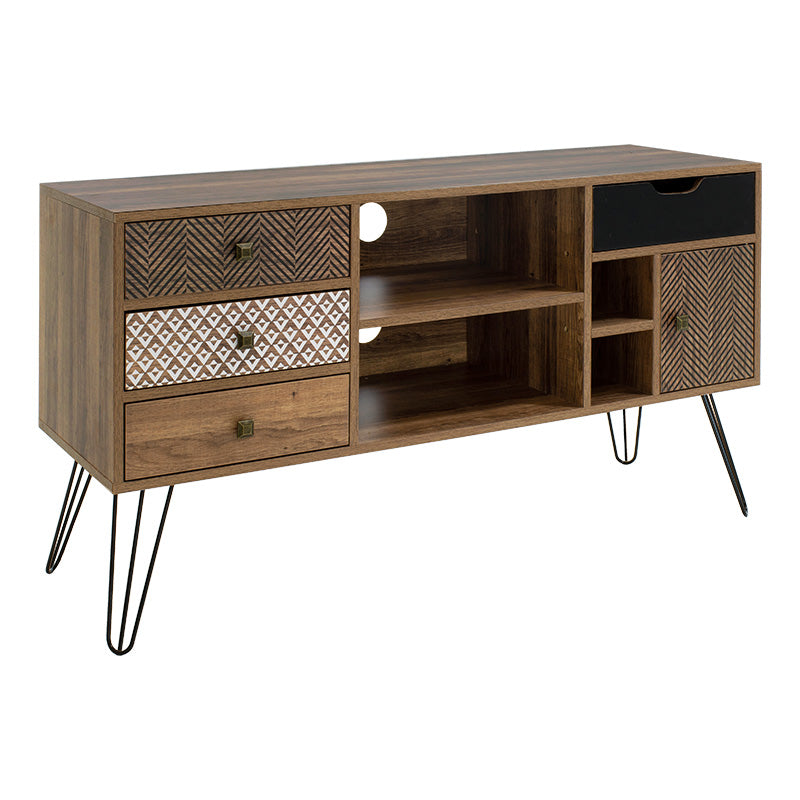 Comoda TV Boho, Nuc - Negru, 120x39x64 cm