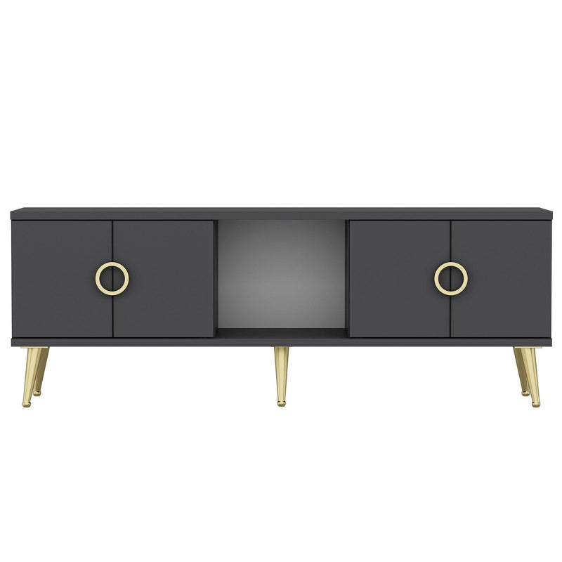 Comoda TV Cey - Anthracite, Gri, 45x30x150 cm