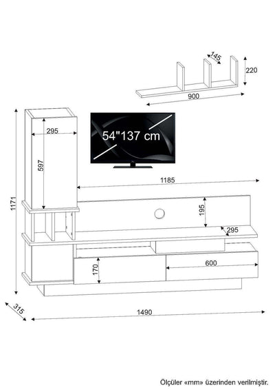 COMODA TV Como - White, Cordoba, Alb, 30x171x32 cm
