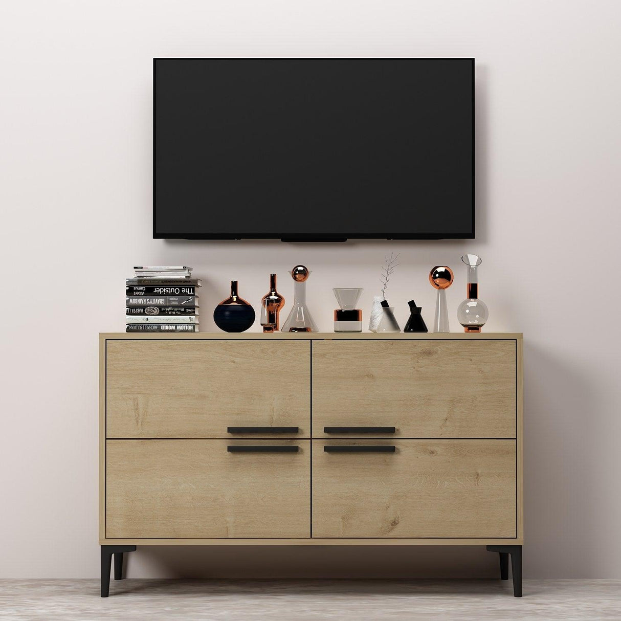 Comoda TV Ctn - Sapphire Oak, Stejar, 75x30x120 cm