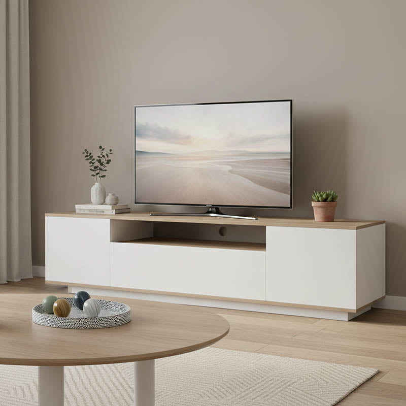 Comoda TV cu spatiu de depozitare Winey, Lemn, Stejar, 180x44x44 cm