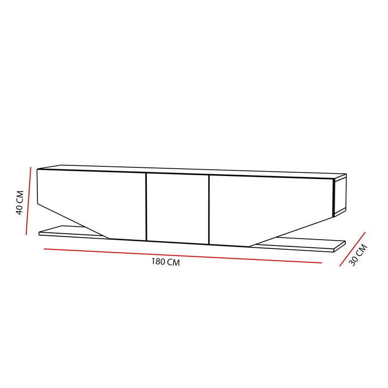 Comoda Tv Elegant cu 3 usi, Alb, 180 x 40 x 30 cm