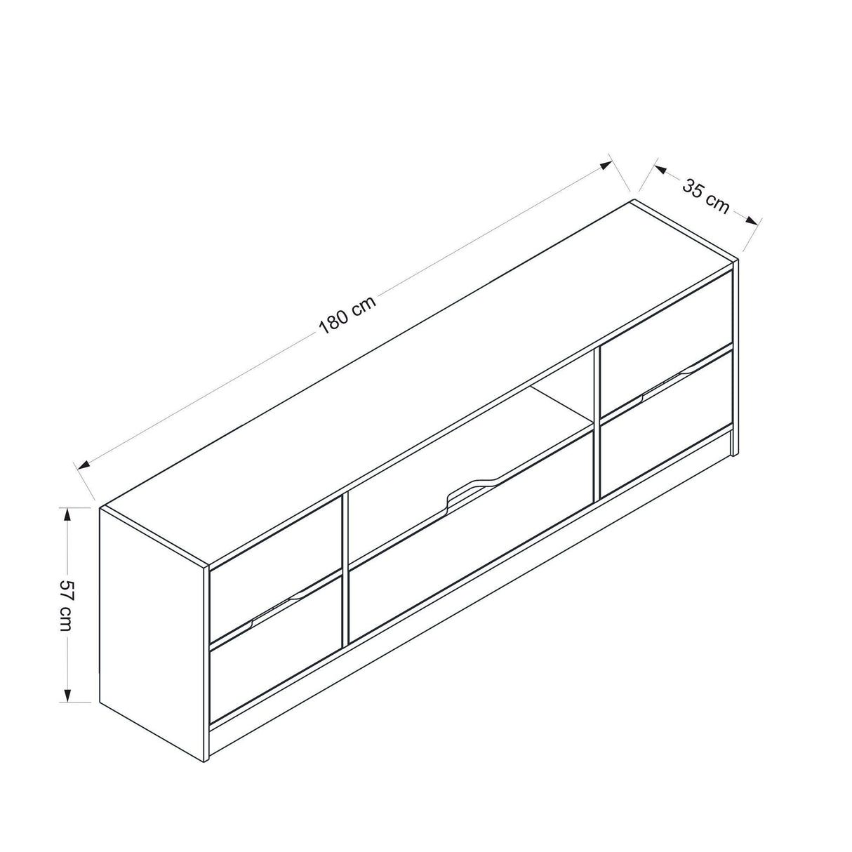Comoda TV Elina, Nuc, 180x57x35 cm