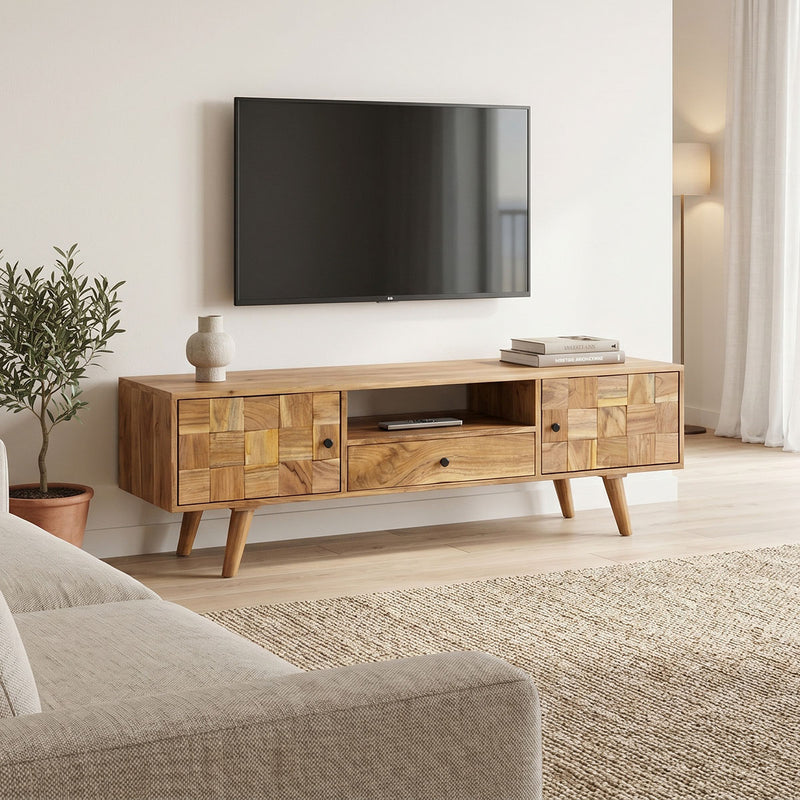 Comoda TV Firpo, Natural, 130x35x45 cm