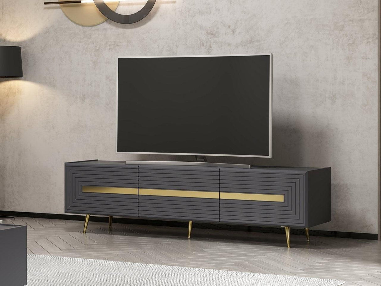 Comoda TV Jose - Anthracite, Gri, 180x49x42 cm