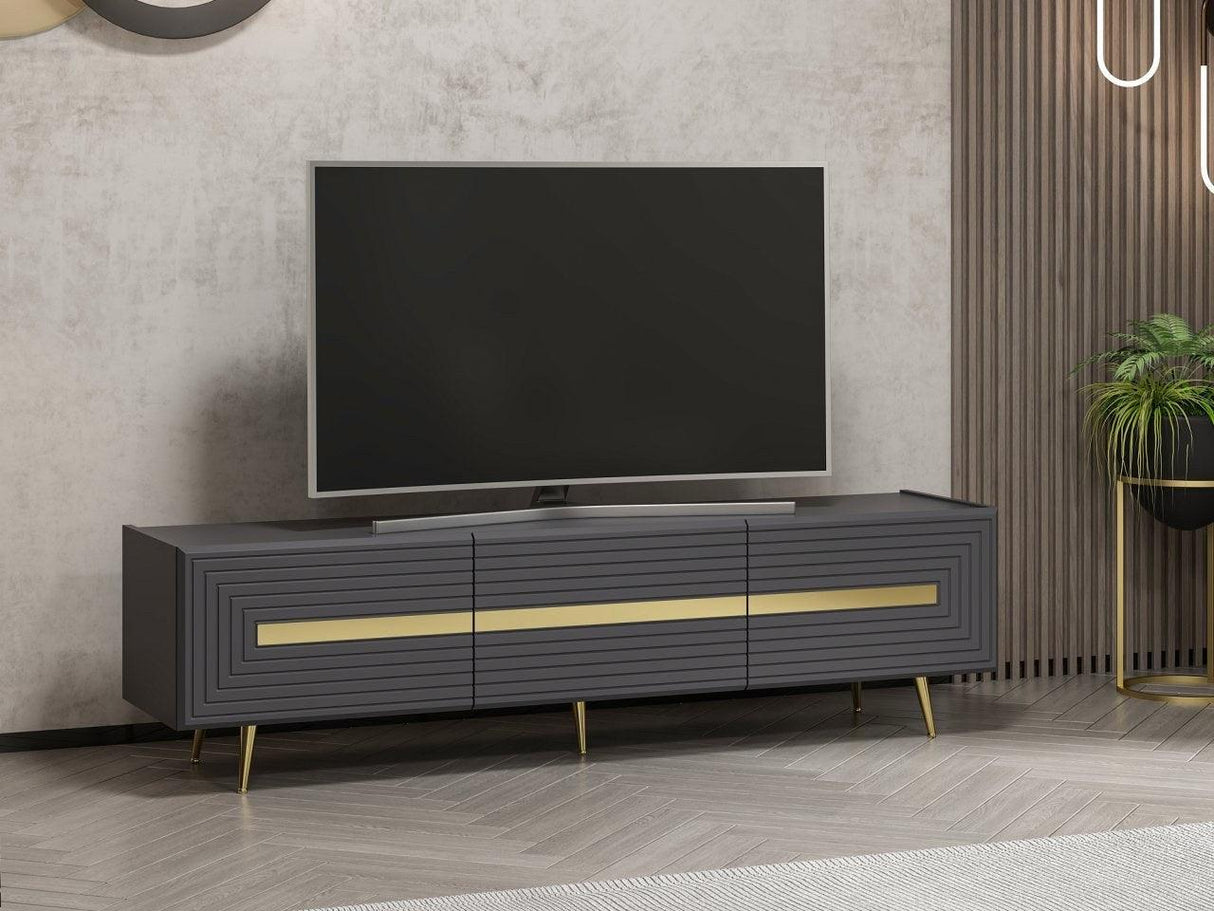 Comoda TV Jose - Anthracite, Gri, 180x49x42 cm