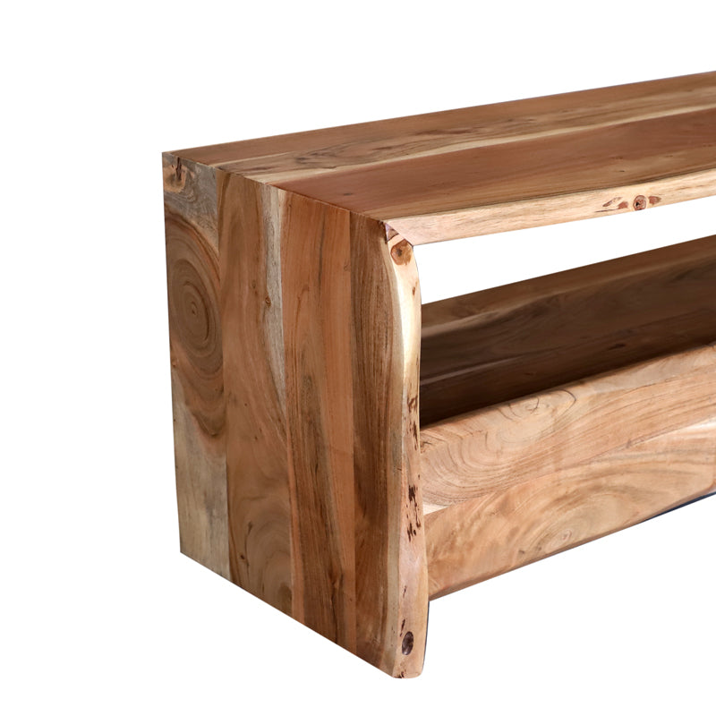 Comoda TV Konna lemn masiv de acacia, nuc, 140x40x45 cm, imagine suplimentara