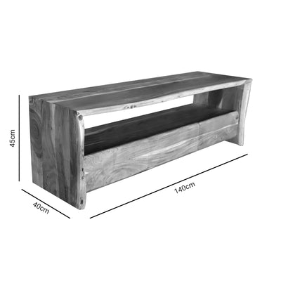 Comoda TV Konna lemn masiv de acacia, nuc, 140x40x45 cm, detaliu produs