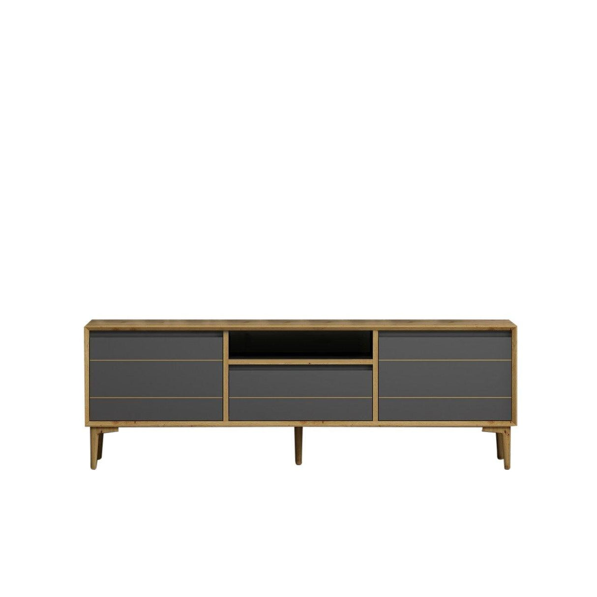 Comoda TV Lerry - Anthracite, Gri, 150x50x35 cm