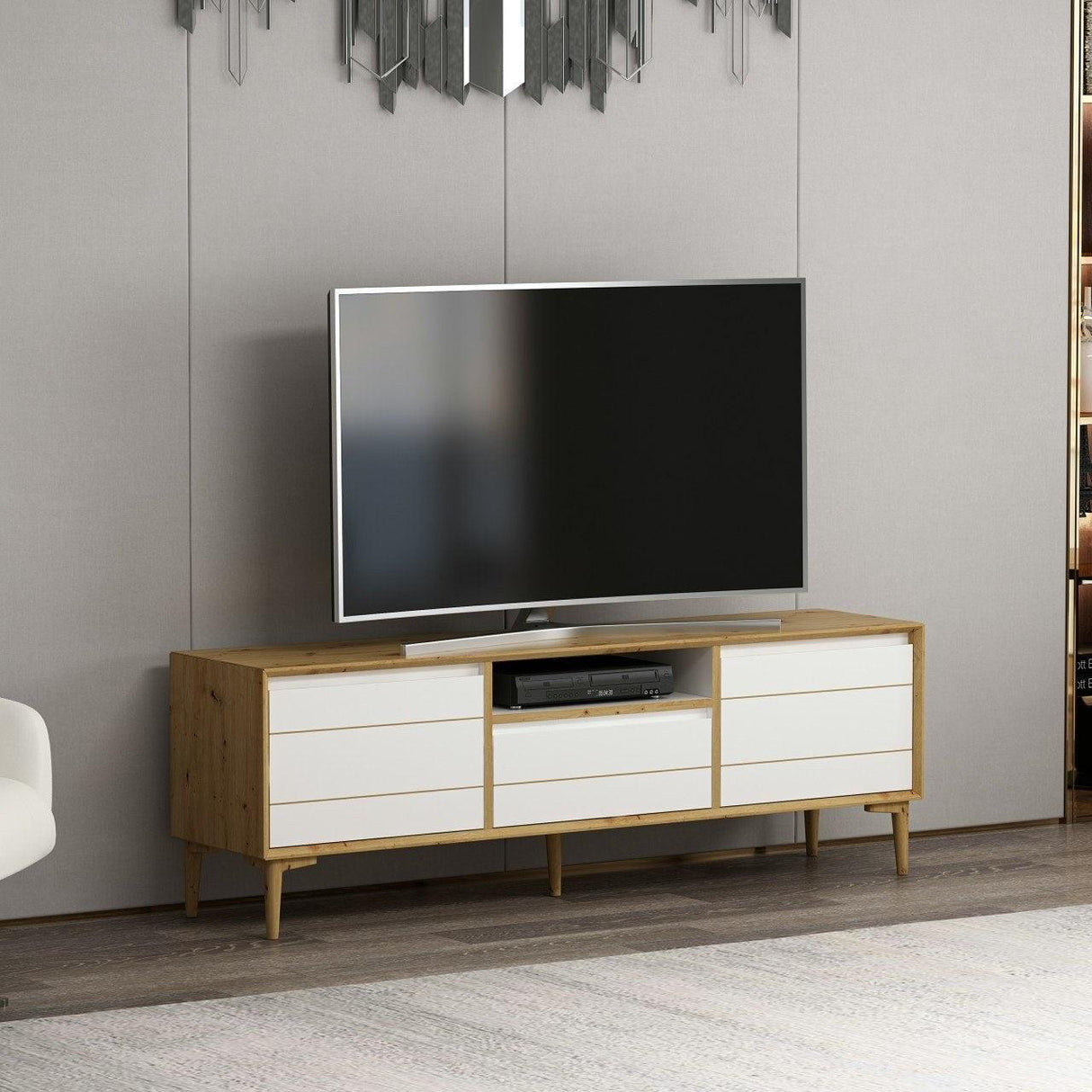 Comoda TV Lerry - White, Alb, 150x50x35 cm
