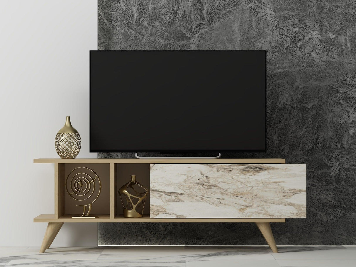 Comoda TV Liberty - Sapphire Oak, Marble, Stejar, 45x30x120 cm