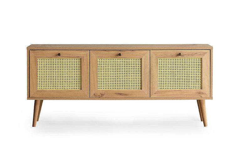 COMODA TV Likya 140 cu 3 usi, Stejar, 140 x 60 x 40 cm