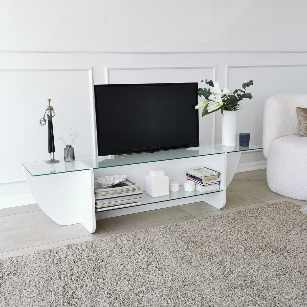 Comoda TV Lily - White, Alb, 35x40x158 cm
