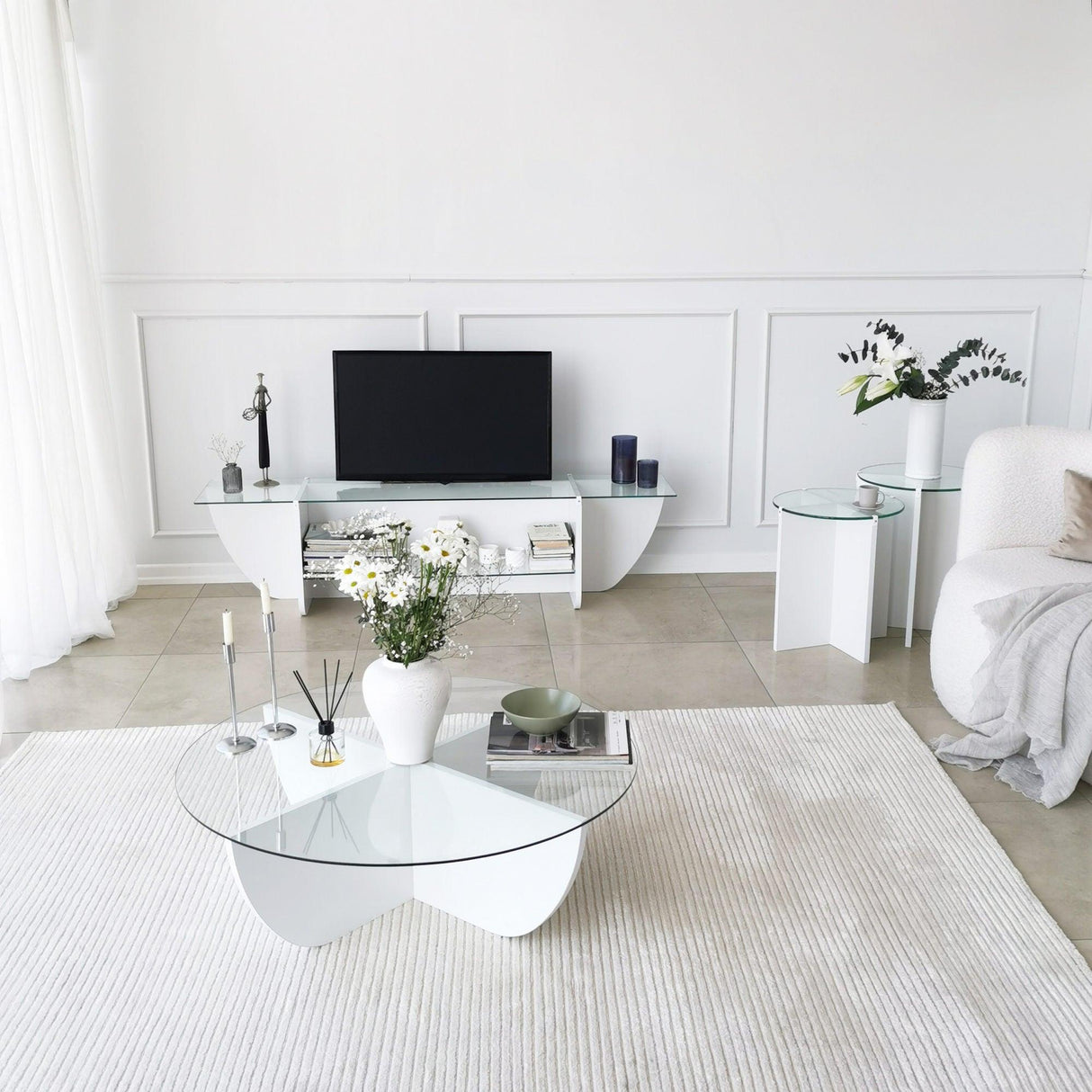 Comoda TV Lily - White, Alb, 35x40x158 cm