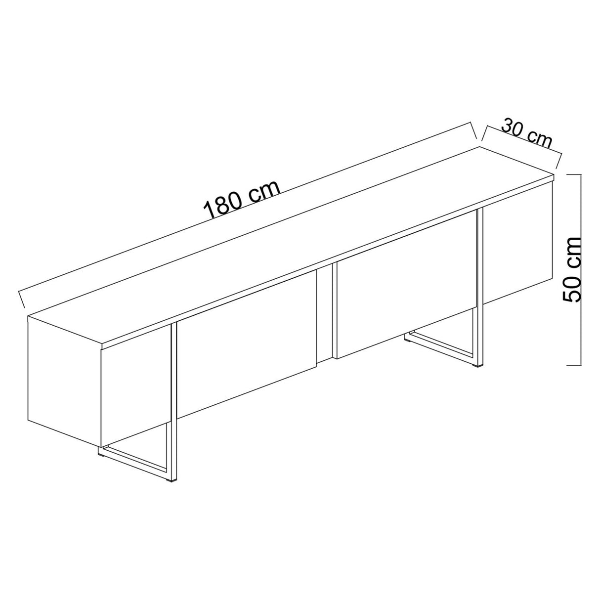 Comoda tv Luxe, 180x30x50 cm - Walnut
Black