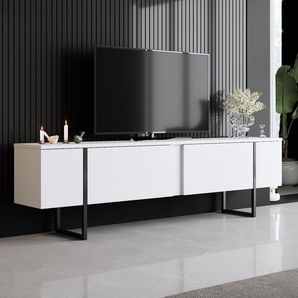 Comoda tv Luxe, 180x30x50 cm - White
Black