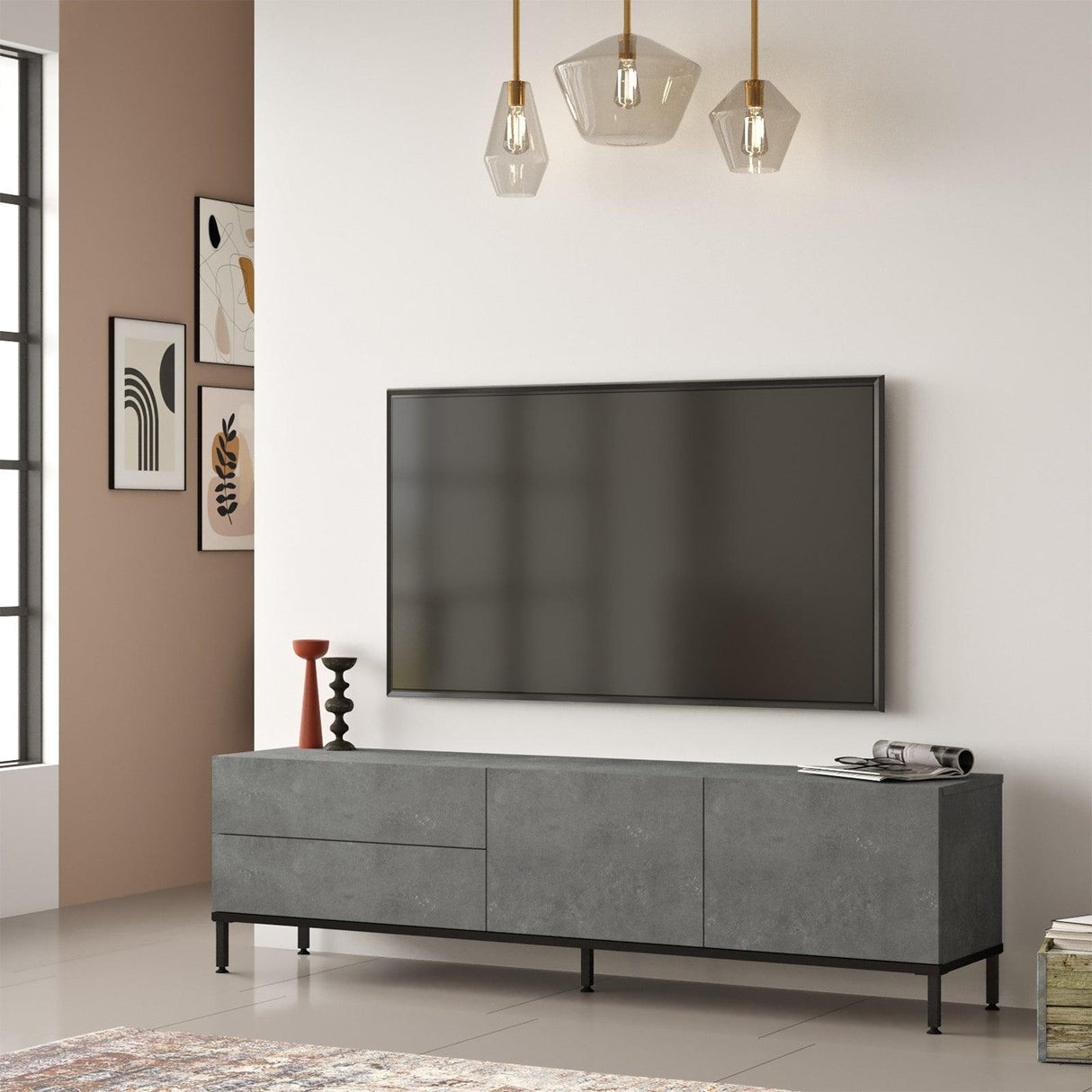 COMODA TV LV6 - RL, Argint, 170x46x36 cm