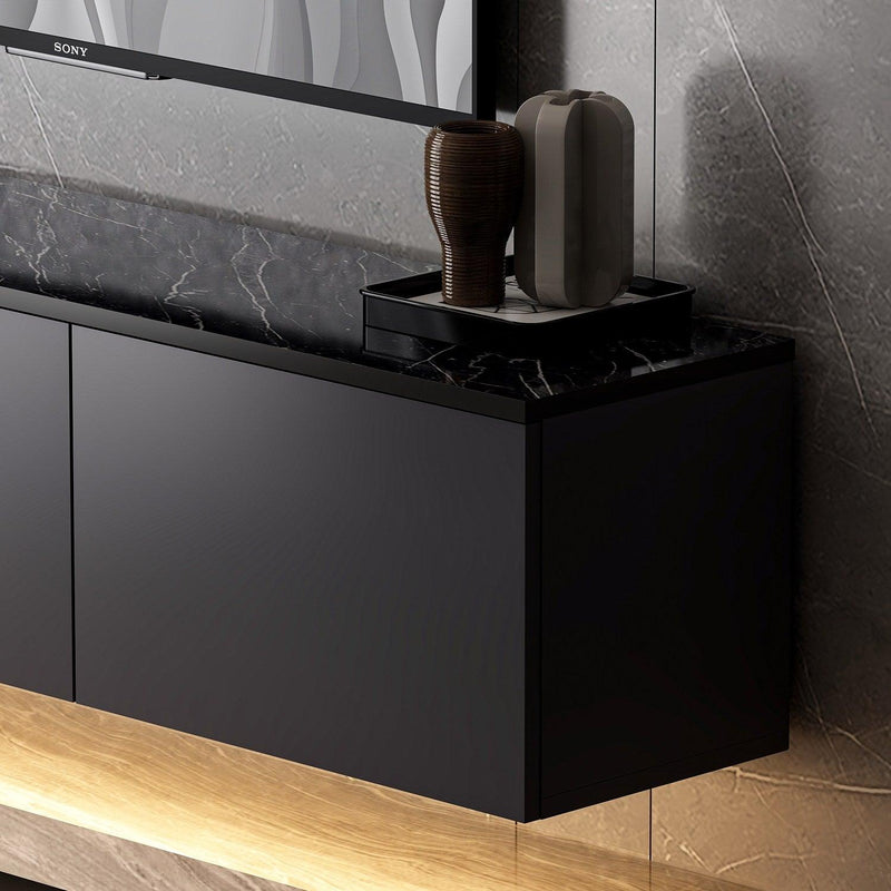 COMODA TV Neon Illuminated - Anthracite, Gri, 32x35x160 cm