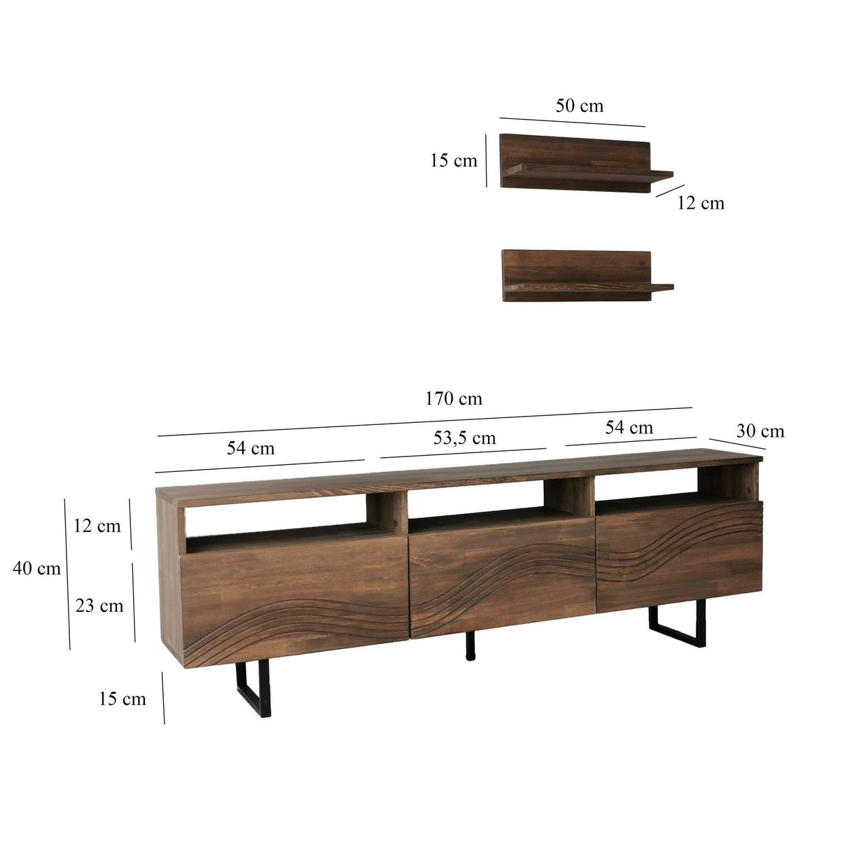 Comoda TV Onda - Walnut, Nuc, 12x15x50 cm