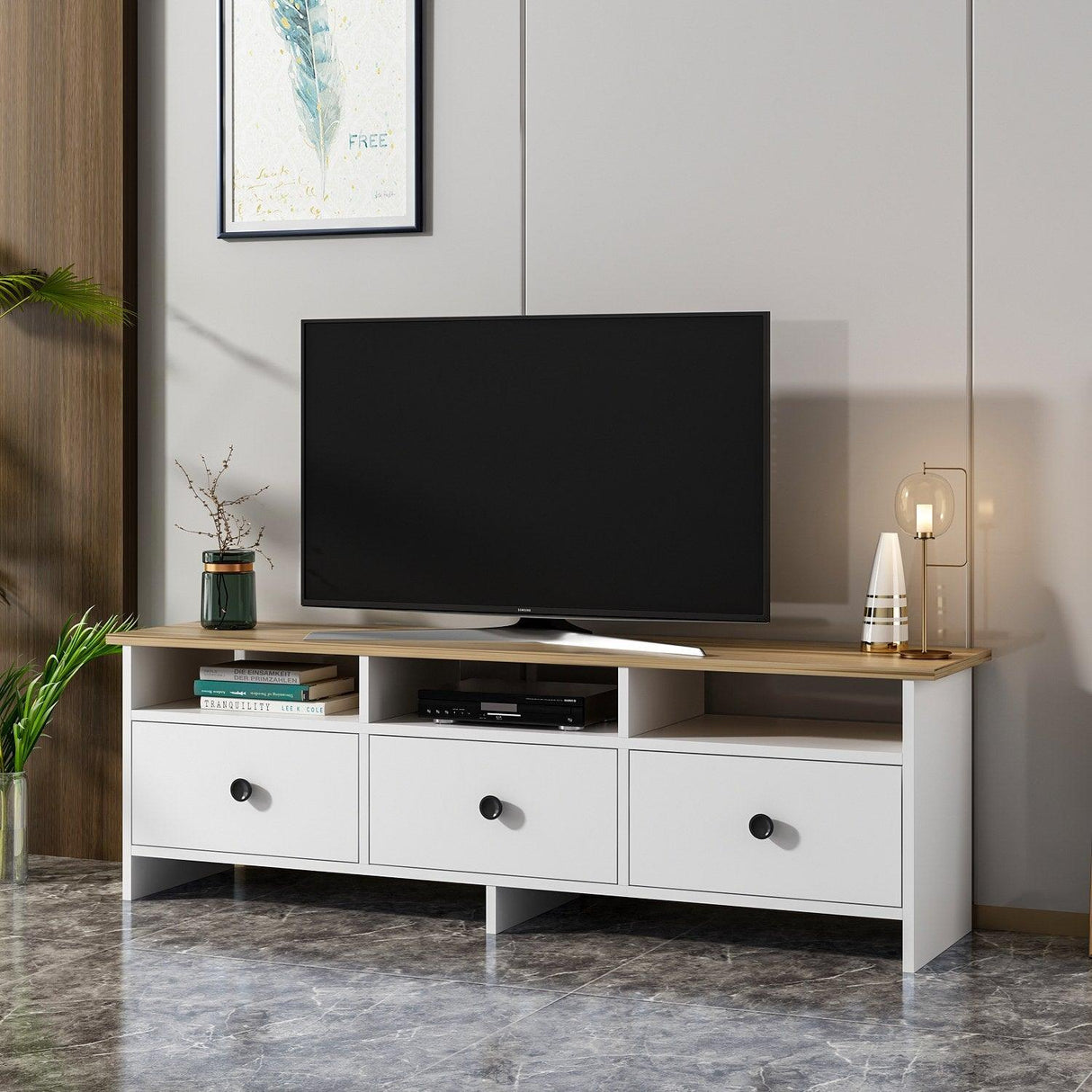 COMODA TV Oslo - White, Alb, 36x47x150 cm