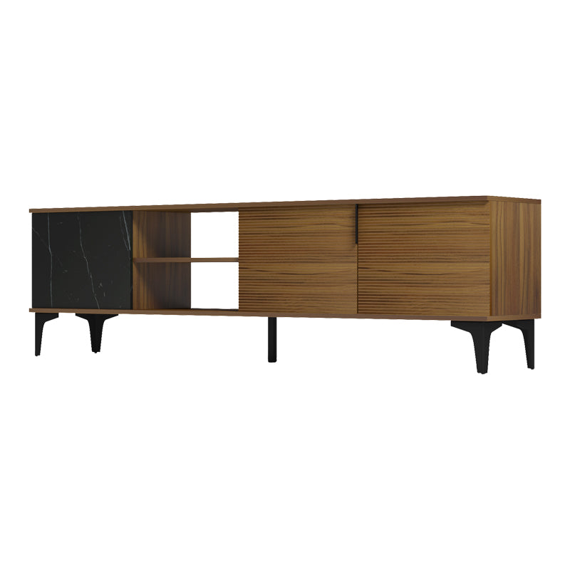 Comoda TV Riba tv cabinet, Nuc-Negru-Marmura, 180x34x51 cm