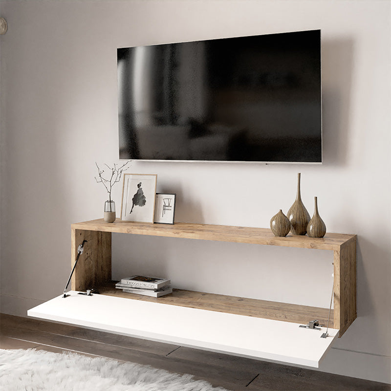 Comoda TV Serit, Alb - Stejar, 31x100x30 cm, detaliu produs