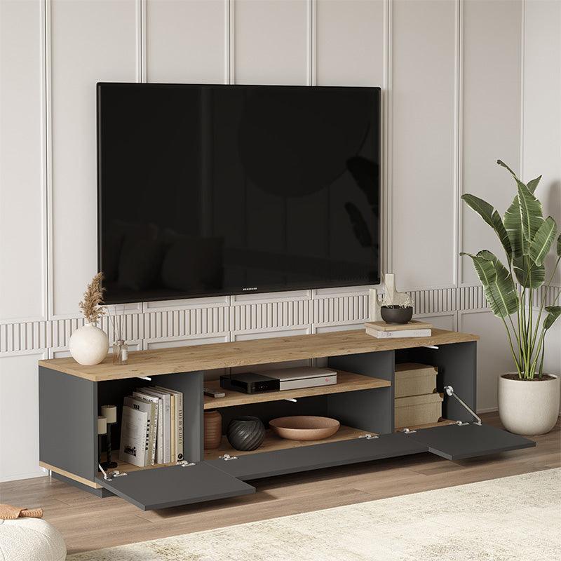 Comoda TV Soren, Antracit - Alb, 180x44x45 cm - Antracit