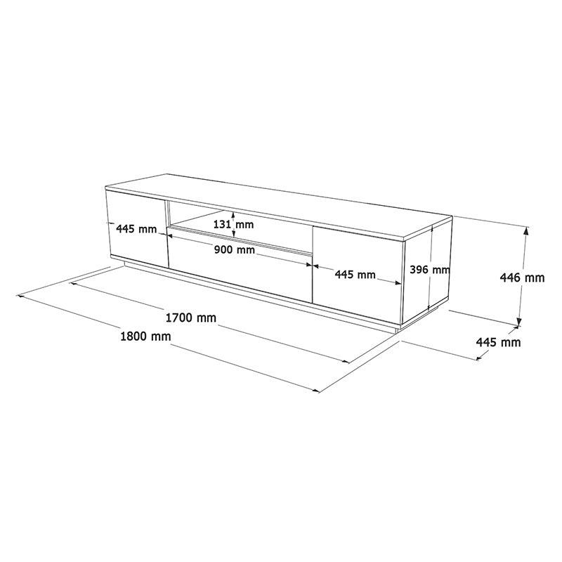 Comoda TV Soren, Antracit - Alb, 180x44x45 cm - Antracit