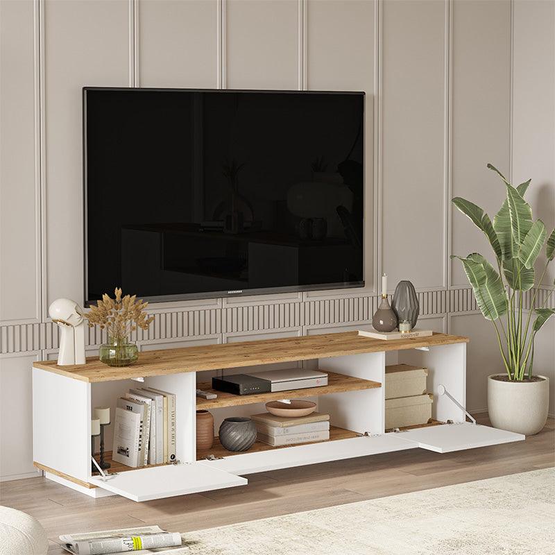 Comoda TV Soren, Antracit - Alb, 180x44x45 cm - Alb