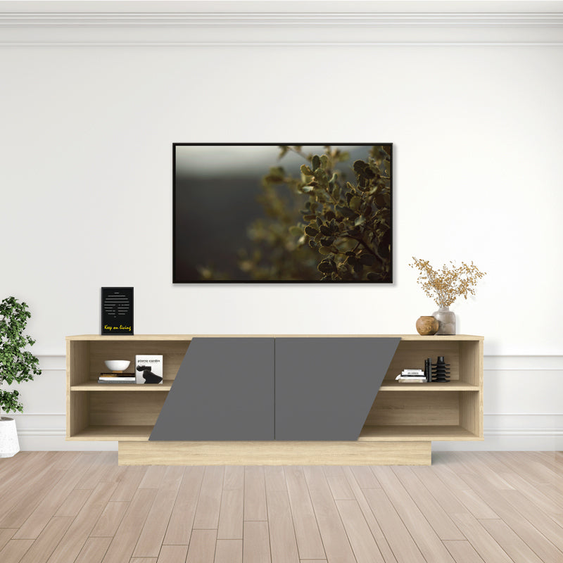 Comoda TV Stevie, Sonoma, 160x40x50 cm - Sonoma-Gri inchis
