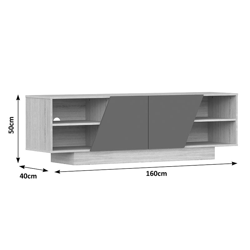 Comoda TV Stevie, Sonoma, 160x40x50 cm - Sonoma-Gri inchis