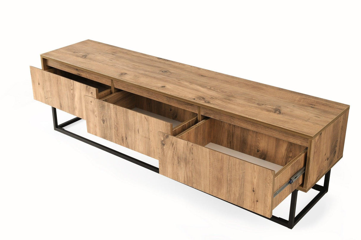 Comoda Tv Tılsım 180, Negru, 180x50x40 cm