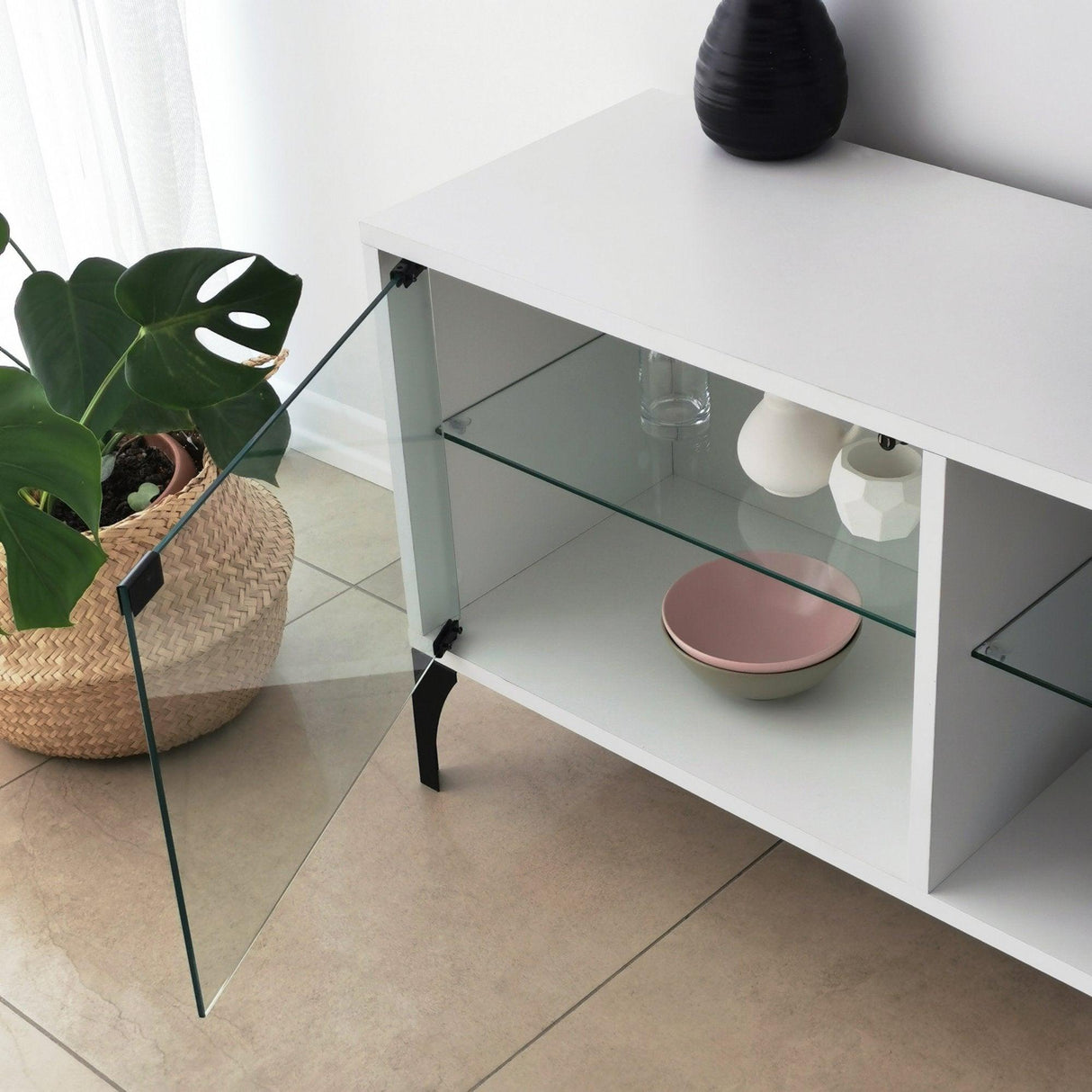 Comoda TV Tokyo, Alb, 35x55x160 cm