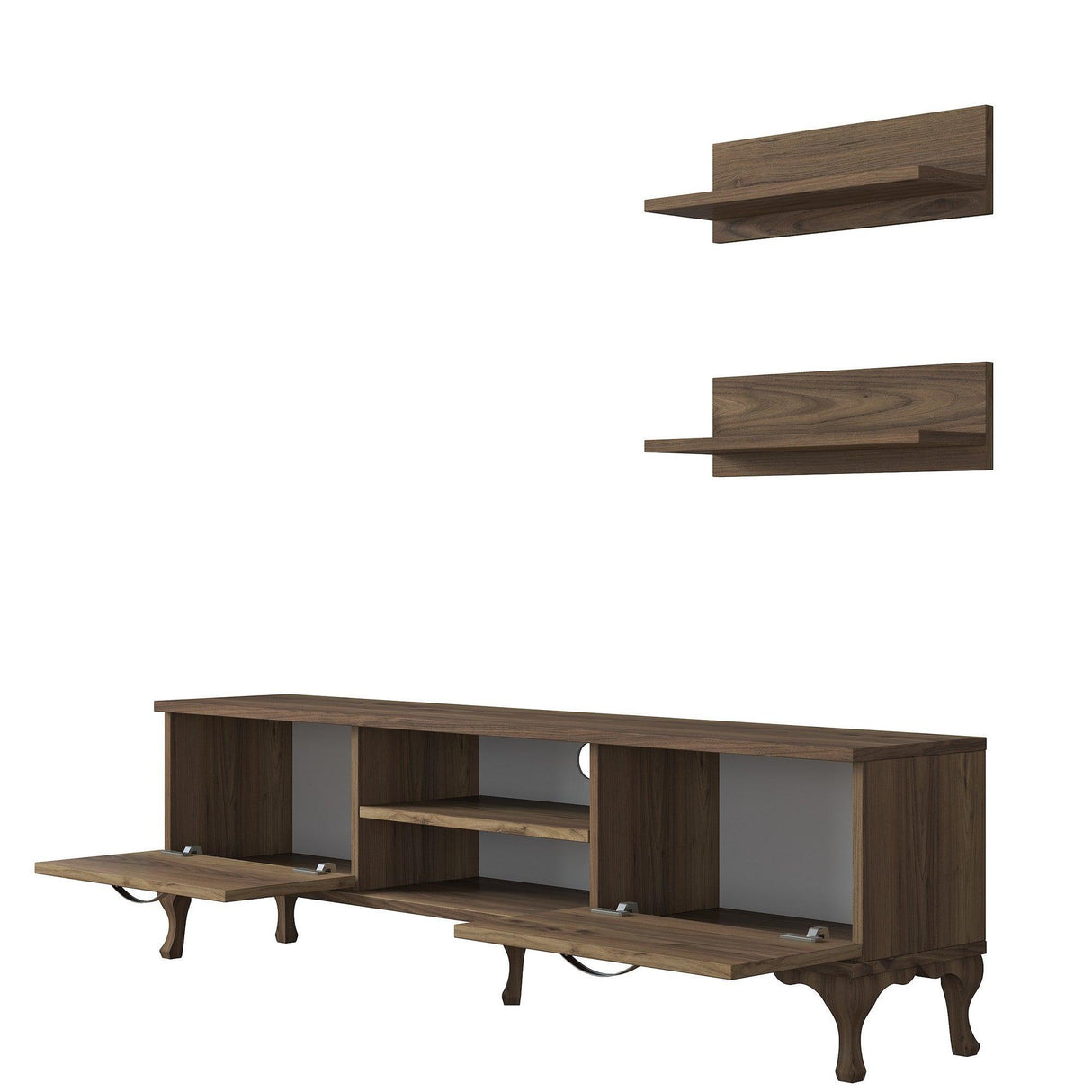 Comoda Tv Trendyol cu Rafturi, Nuc, 150 x 44 x 30 cm