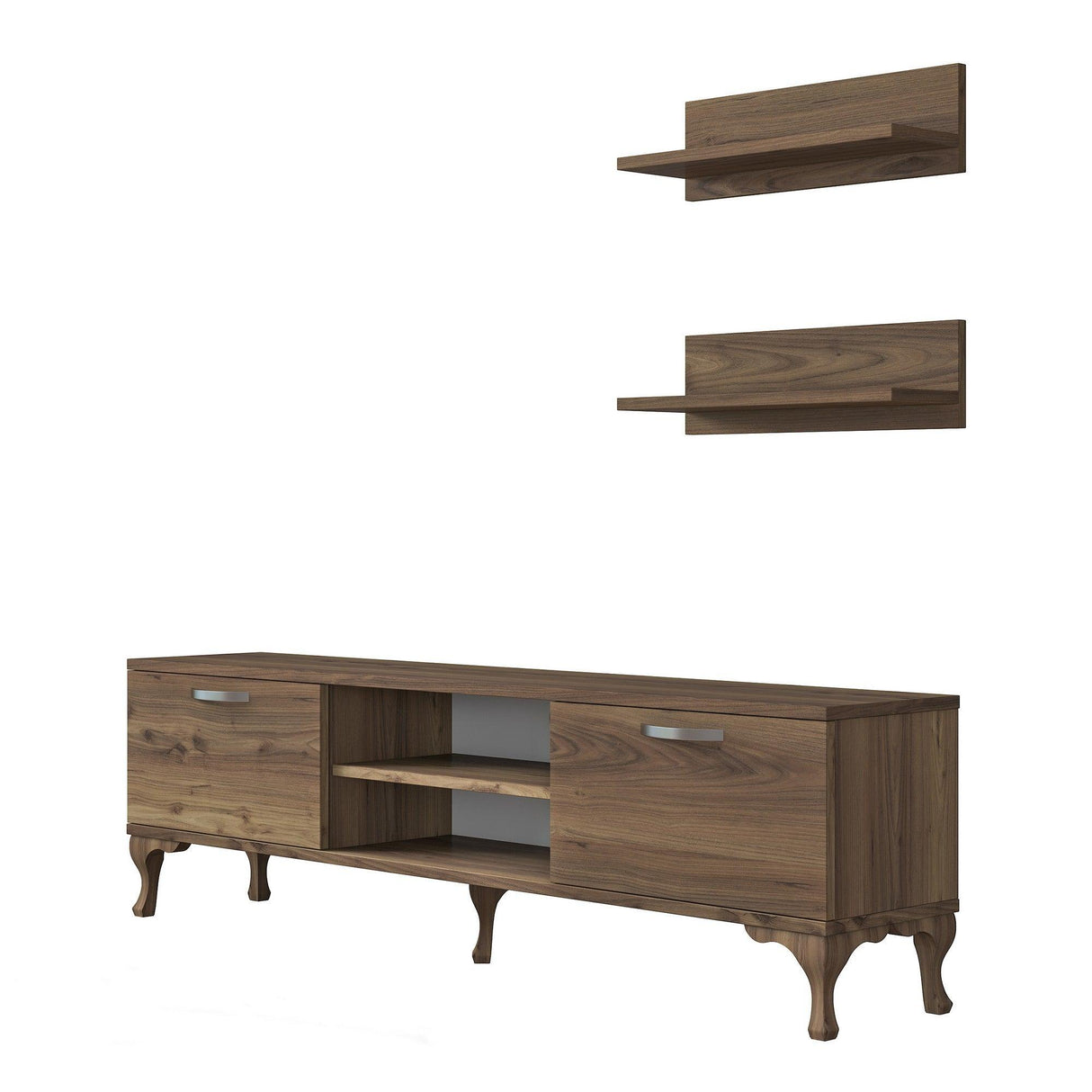 Comoda Tv Trendyol cu Rafturi, Nuc, 150 x 44 x 30 cm