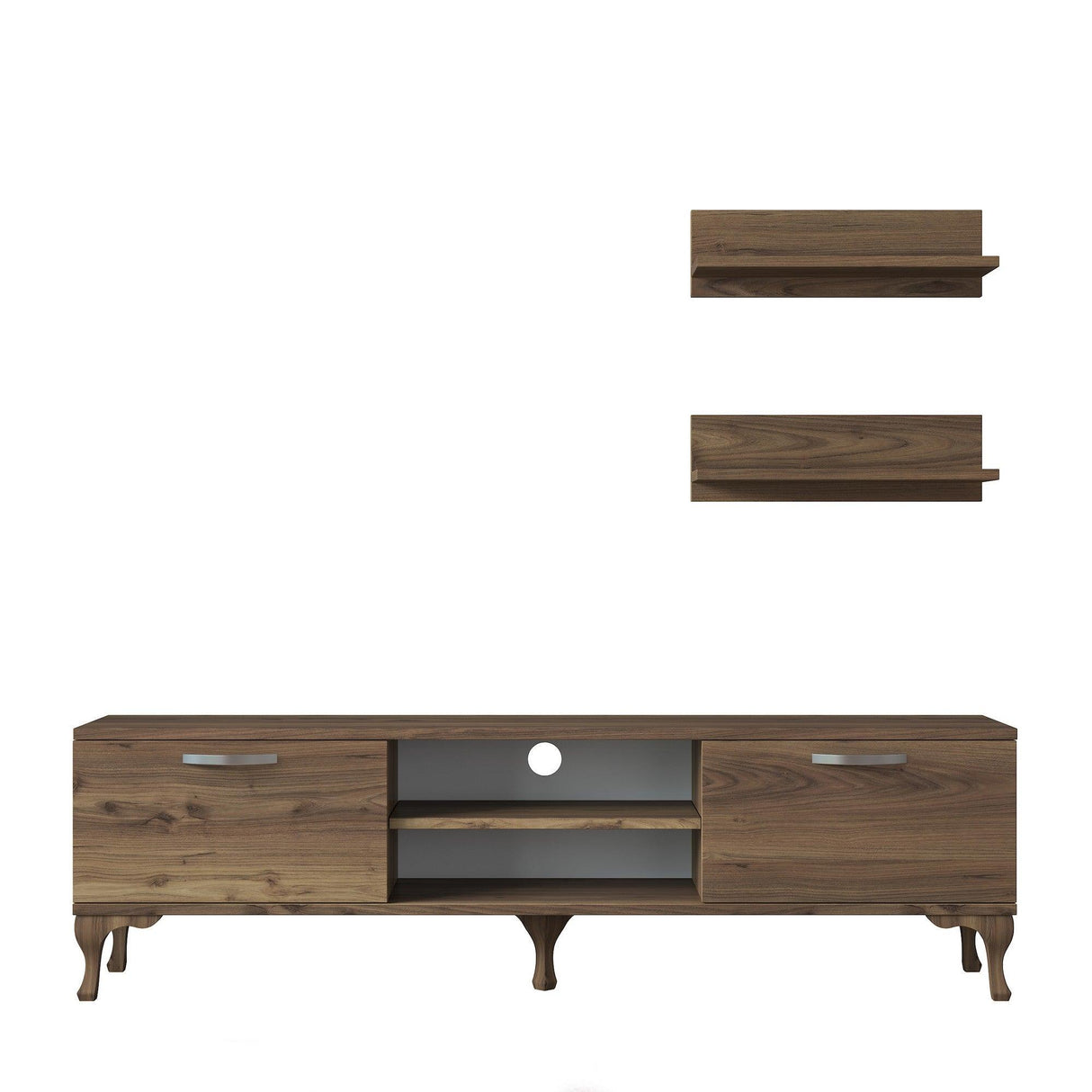 Comoda Tv Trendyol cu Rafturi, Nuc, 150 x 44 x 30 cm