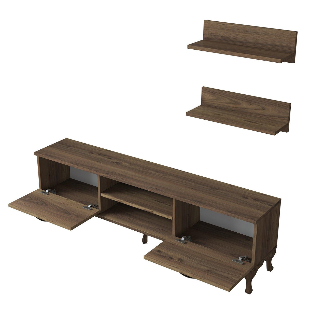 Comoda Tv Trendyol cu Rafturi, Nuc, 150 x 44 x 30 cm