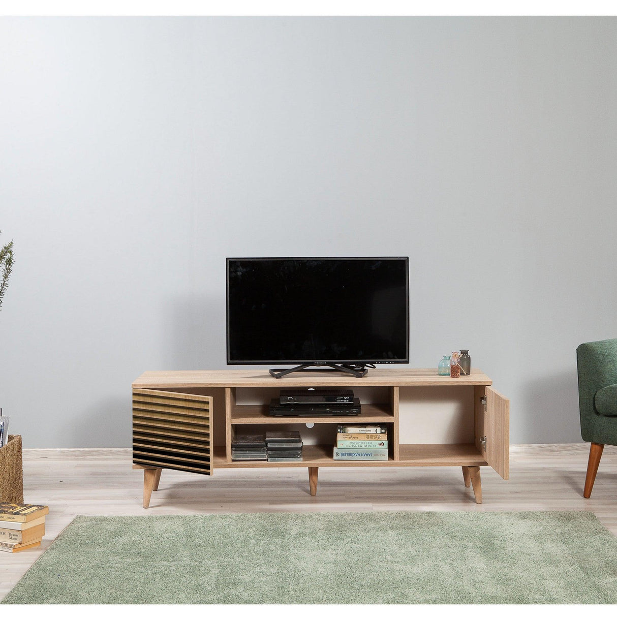 COMODA TV Truva - TV Stand 11, Stejar Sonoma, 50x40x140 cm