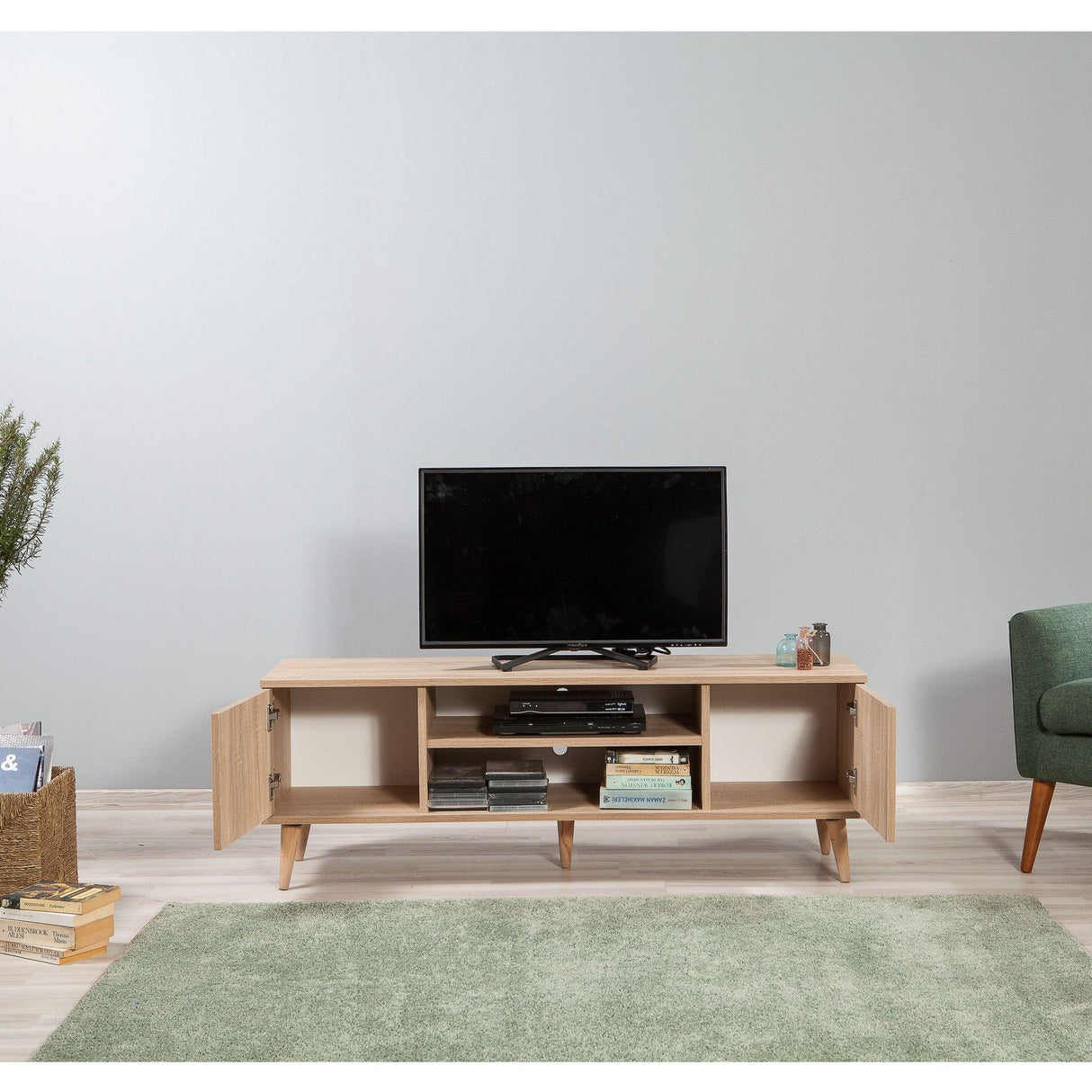 COMODA TV Truva - TV Stand 11, Stejar Sonoma, 50x40x140 cm
